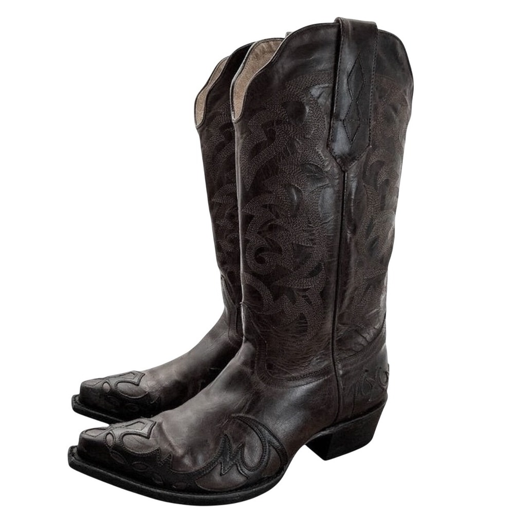 Moonshine Spirit Mens Brown Leather Western Cowboy Boots Snip Toe 150896 8 9D